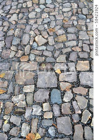 Old pavement of stones of different colors and Old pavement of stones of different colors and 58421924