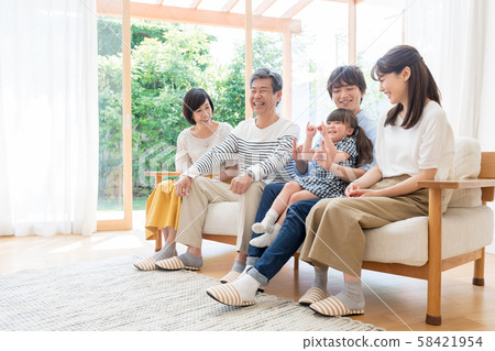 Three generations family, living, home Three generations family, living, home 58421954