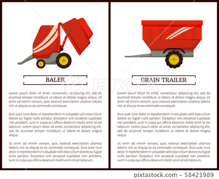 Grain Trailer and Baler Set Vector Illustration Grain Trailer and Baler Set Vector Illustration 58421989