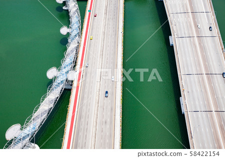 aerial view of Helix bridge and traffic Singapore aerial view of Helix bridge and traffic Singapore 58422154