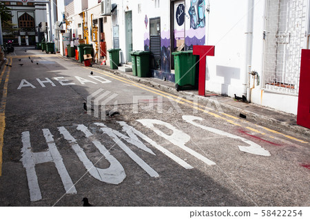 humps ahead sign on the road humps ahead sign on the road 58422254