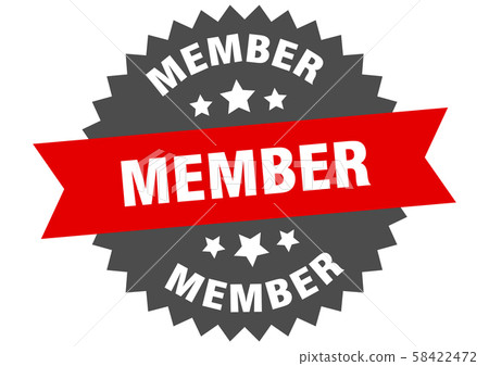 member sign. member red-black circular band label - Stock Illustration ...