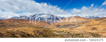 Panorama of Spiti valley and Kibber village Panorama of Spiti valley and Kibber village 58424175