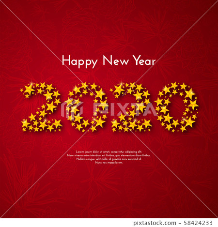 Holiday gift card. Happy New Year 2020. 58424233