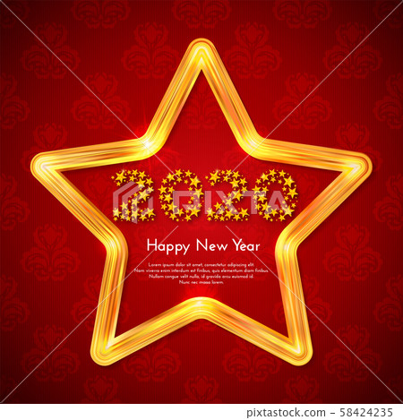 Holiday gift card. Happy New Year 2020. 58424235
