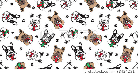 dog seamless pattern Christmas vector french... - Stock Illustration  [58424251] - PIXTA