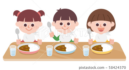 孩子們吃咖哩飯 孩子們吃咖哩飯 58424370