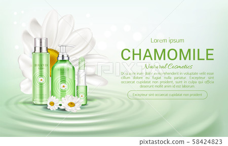 Chamomile eco cosmetics bottles mock up banner 58424823
