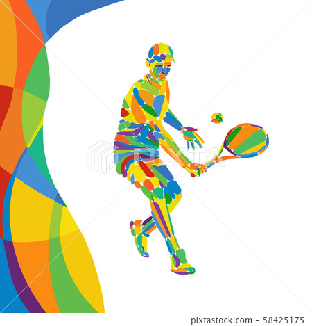Multicolor abstract Professional Tennis player vector eps10 Multicolor abstract Professional Tennis player vector eps10 58425175