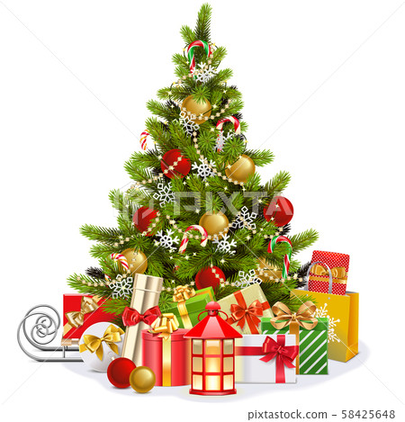 Vector Christmas Fir Tree with Lollipops 58425648