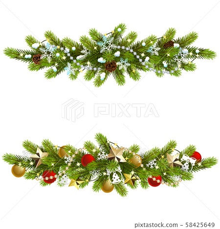 Vector Christmas Fir Decoration with Beads 58425649