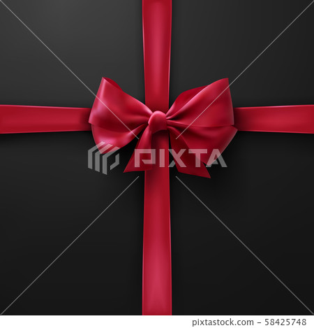 Vector Red Bow on Black Background Vector Red Bow on Black Background 58425748