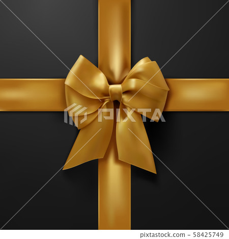 Vector Golden Bow on Black Background Vector Golden Bow on Black Background 58425749