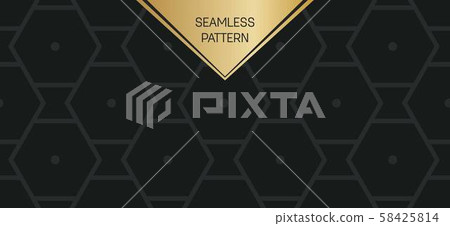 Abstract concept vector monochrome geometric pattern. Dark blue, gold minimal background. Creative 58425814