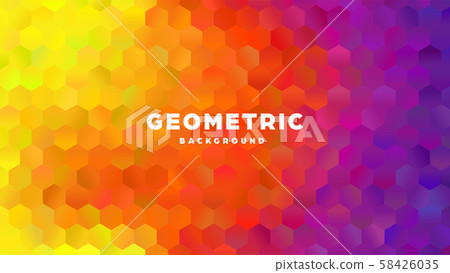 Hexagonal polygonal abstract background. Colorful triangle gradient design. Low poly hexagon shape 58426035