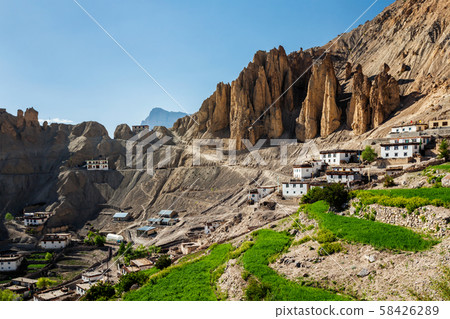 Dhankar village in Himalayas 58426289