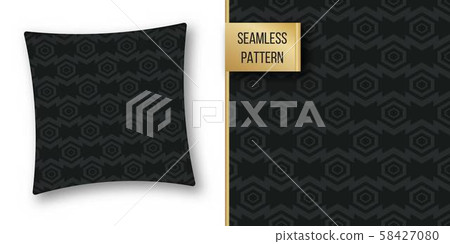 Abstract concept vector monochrome geometric pattern. Dark blue, gold minimal background. Creative 58427080