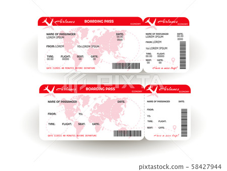 Airplane ticket. Boarding pass ticket template. Airplane ticket. Boarding pass ticket template. 58427944