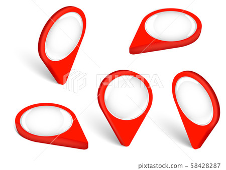 Set Map pointer 3d pin red isolated. - Stock Illustration [58428287 ...
