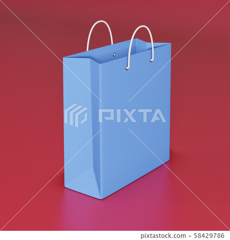 Color paper shopping bag on red background. Business, retail, sale and online commerce concept. 3d Color paper shopping bag on red background. Business, retail, sale and online commerce concept. 3d 58429786