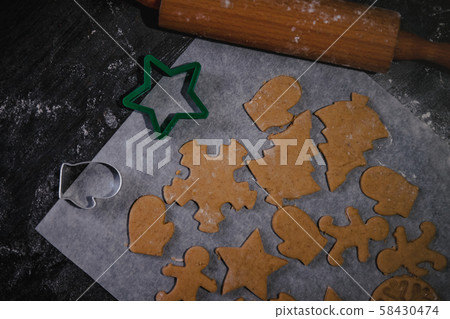 cut out gingerbread cookie in the form of a cut out gingerbread cookie in the form of a 58430474