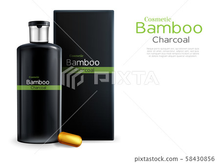 shampoo with bamboo, charcoal. Packaging design shampoo with bamboo, charcoal. Packaging design 58430856
