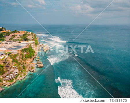 Coastline cliff in Uluwatu and ocean in Bali, aerial view Coastline cliff in Uluwatu and ocean in Bali, aerial view 58431370