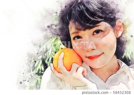 Beautiful girl teen smile and holding orange... - Stock Illustration ...