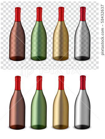 Wine Bottle Set Mock up Realistic Transparent