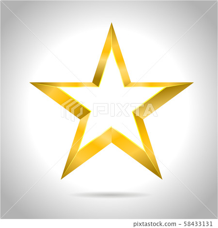 Star realistic metallic golden isolated yellow 3D 58433131