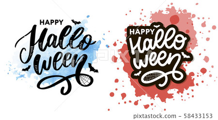 Happy Halloween Text Banner, Vector lettering Happy Halloween Text Banner, Vector lettering 58433153