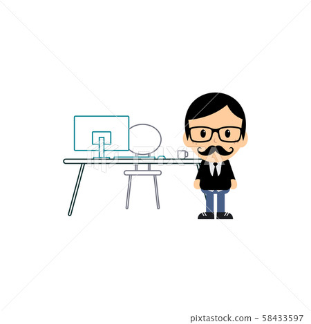 employee worker with work desk vector artwork 58433597