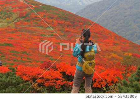 Superb view of Mt. Kurikoma Autumn leaves and mountain girl 4 Superb view of Mt. Kurikoma Autumn leaves and mountain girl 4 58433809
