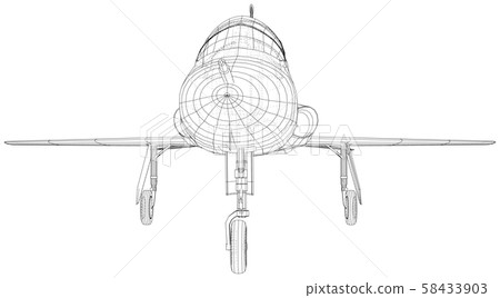 Airplane jet close-up. Wire-frame. EPS10 format. Vector created of 3d Airplane jet close-up. Wire-frame. EPS10 format. Vector created of 3d 58433903
