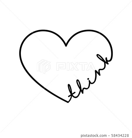 Think - calligraphy word with hand drawn heart. Lettering symbol illustration for t-shirt, poster Think - calligraphy word with hand drawn heart. Lettering symbol illustration for t-shirt, poster 58434228