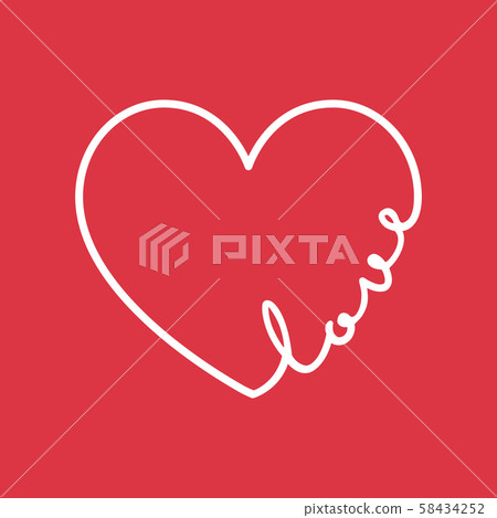 Love - calligraphy word with hand drawn heart. Lettering symbol illustration for t-shirt, poster 58434252