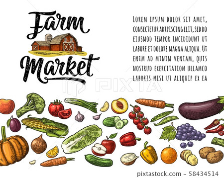 Farm market calligraphic lettering with hangar. 58434514