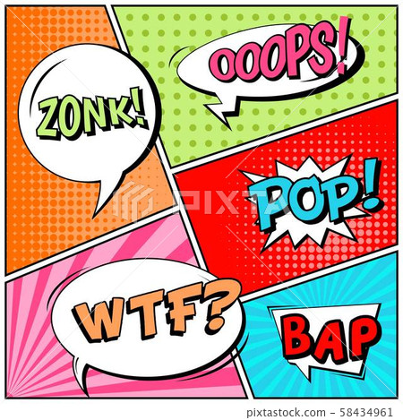 Abstract creative concept vector comic pop art style blank, layout template with clouds beams and Abstract creative concept vector comic pop art style blank, layout template with clouds beams and 58434961