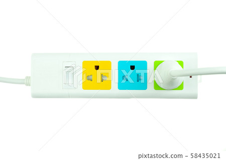 plug in outlet 220v AC cable at white background plug in outlet 220v AC cable at white background 58435021