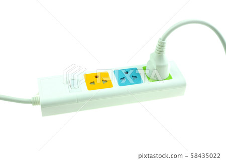 plug in outlet 220v AC cable at white background  plug in outlet 220v AC cable at white background  58435022