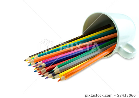 Collection of crayon de couleur for drawing at white background, Multi color pencil Collection of crayon de couleur for drawing at white background, Multi color pencil 58435066