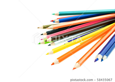 Collection of crayon de couleur for drawing at white background, Multi color pencil Collection of crayon de couleur for drawing at white background, Multi color pencil 58435067