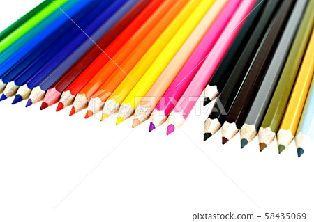 Collection of crayon de couleur for drawing at white background, Multi color pencil  58435069