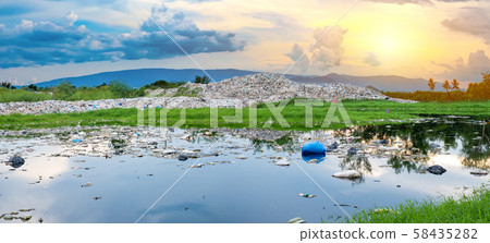 polluted water and mountain large garbage pile and pollution, Pile of stink and toxic residue,These garbage come from urban and industrial areas can not get rid of polluted water and mountain large garbage pile and pollution, Pile of stink and toxic residue,These garbage come from urban and industrial areas can not get rid of 58435282