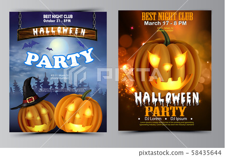 Halloween party flyer set vector Halloween party flyer set vector 58435644