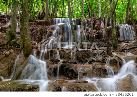Pa Wai Waterfall,Beautiful waterfall in Tropical Rain forest,Tak Province, Thailand 58436201