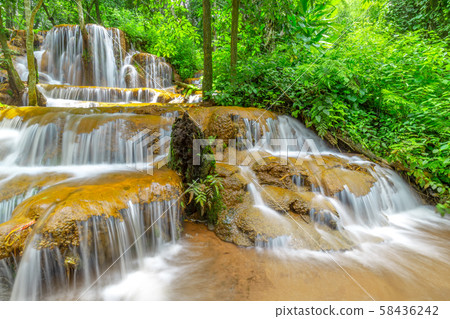 Pa Wai Waterfall,Beautiful waterfall in Tropical Rain forest,Tak Province, Thailand Pa Wai Waterfall,Beautiful waterfall in Tropical Rain forest,Tak Province, Thailand 58436242