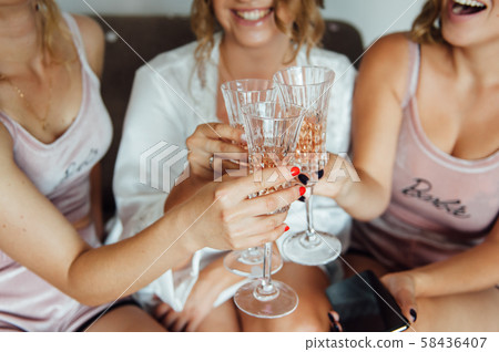 Girls celebrate a bachelorette party of bride 58436407