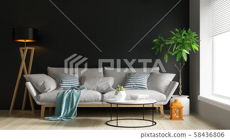 Interior of modern living room 3D rendering Interior of modern living room 3D rendering 58436806