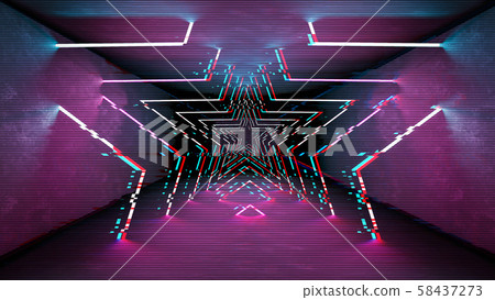 Futuristic pattern with glitch digital design. Internet technology. Abstract pixel light effect. Vhs 58437273